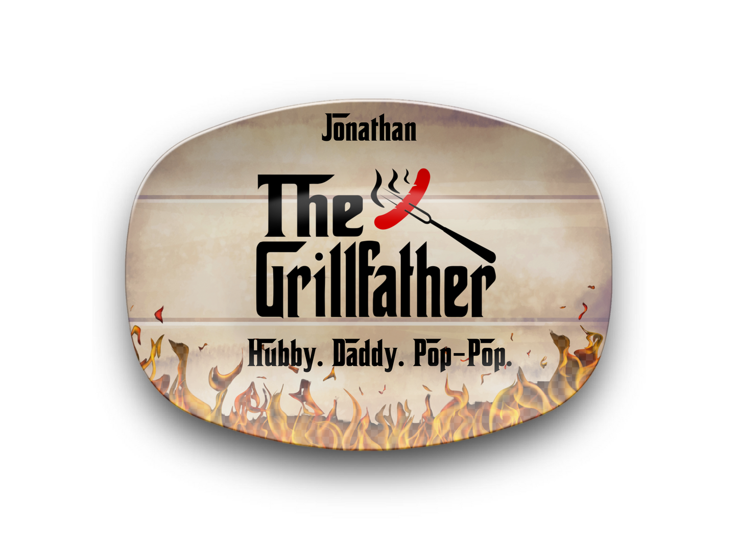 The Grillfather Personalized Platter – Unbreakable BBQ Serving Plate