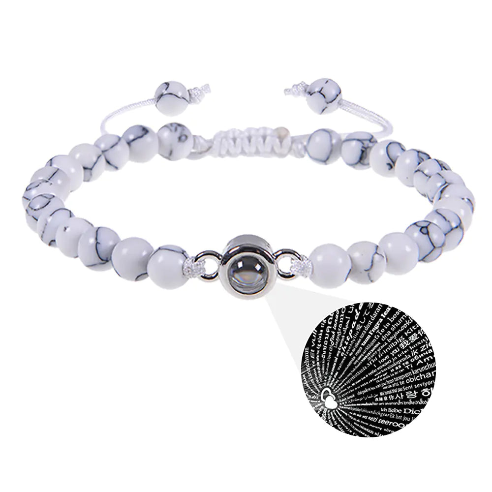 "Custom Photo Projection Bracelet in 100 Languages"