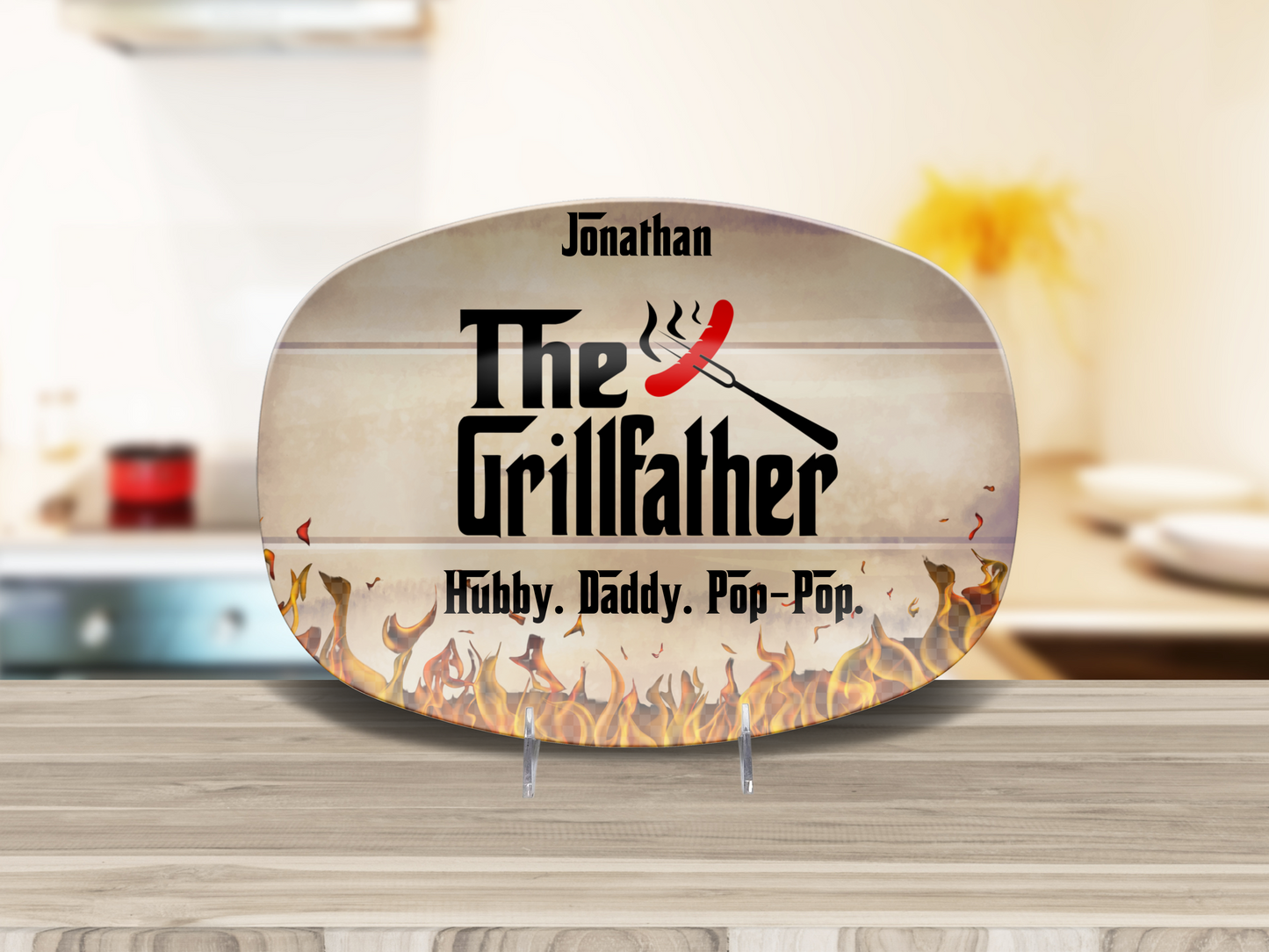 The Grillfather Personalized Platter – Unbreakable BBQ Serving Plate