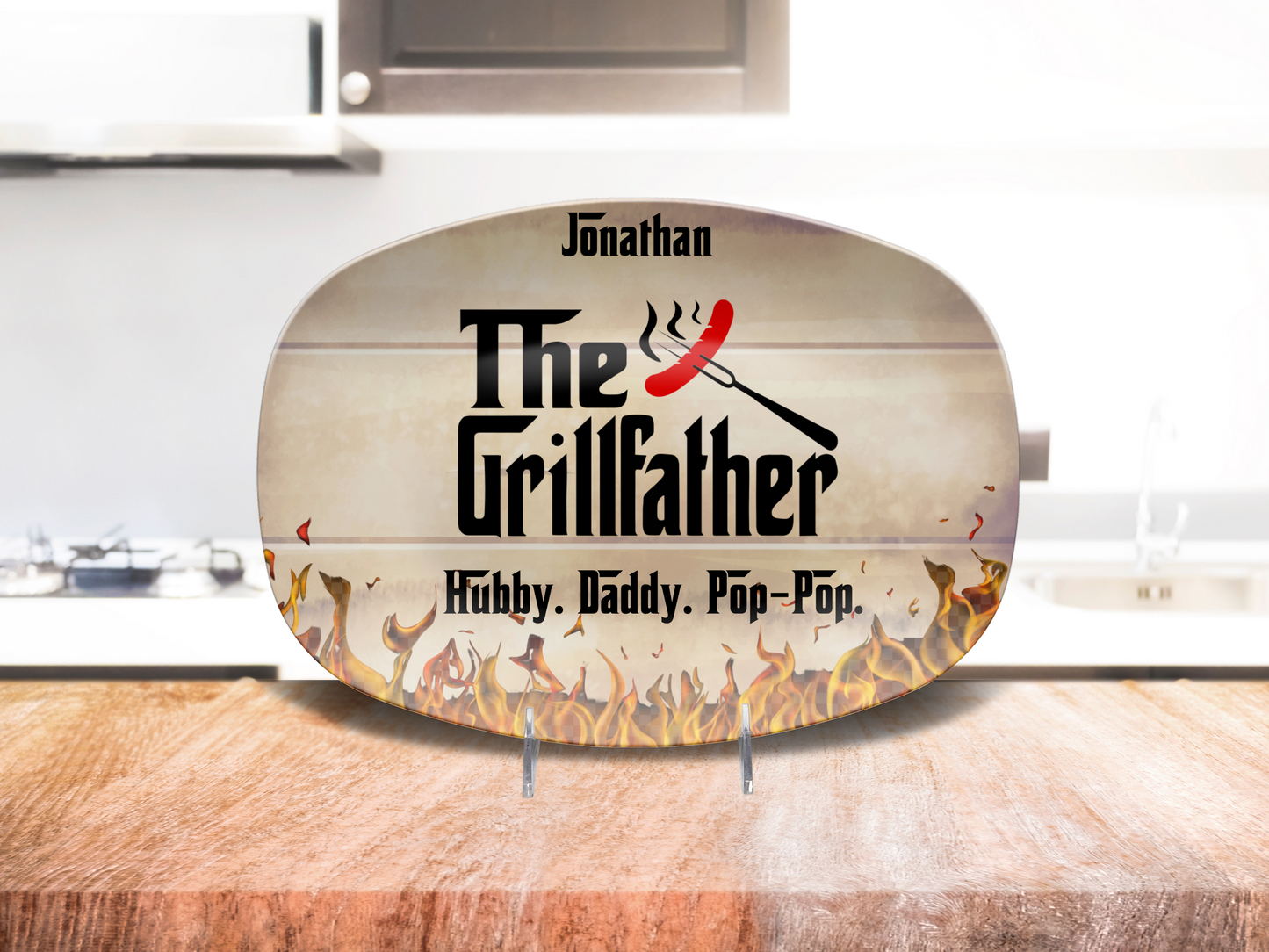 The Grillfather Personalized Platter – Unbreakable BBQ Serving Plate