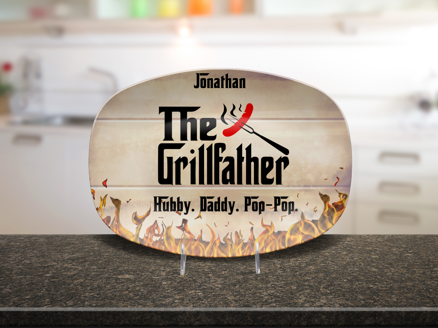 The Grillfather Personalized Platter – Unbreakable BBQ Serving Plate