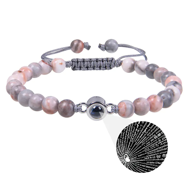 "Custom Photo Projection Bracelet in 100 Languages"