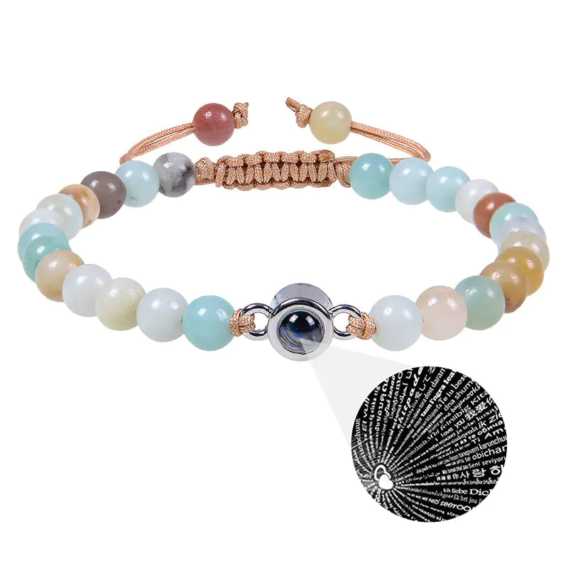"Custom Photo Projection Bracelet in 100 Languages"