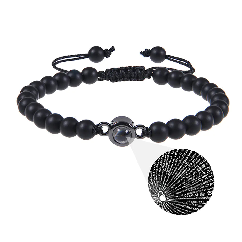 "Custom Photo Projection Bracelet in 100 Languages"