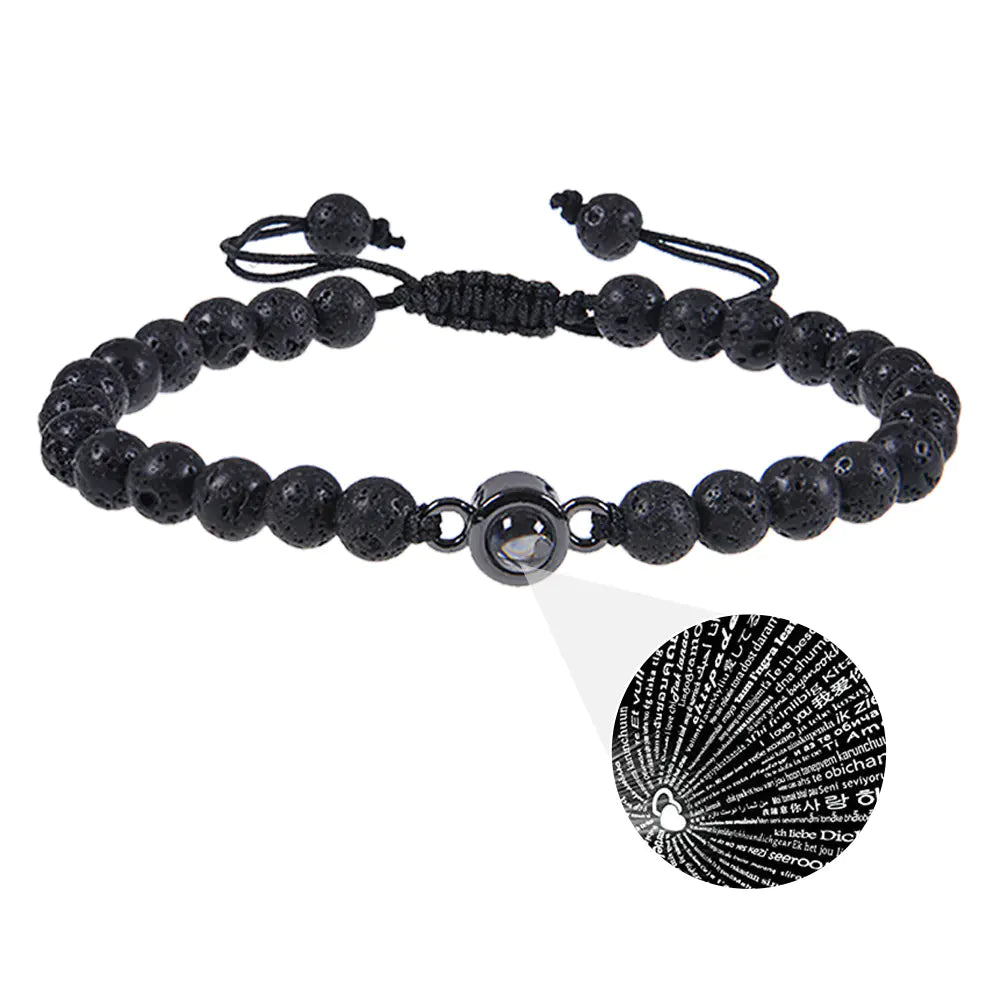 "Custom Photo Projection Bracelet in 100 Languages"