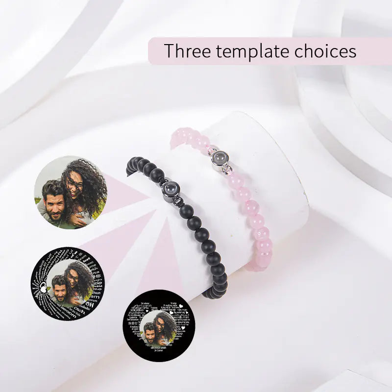 "Custom Photo Projection Bracelet in 100 Languages"