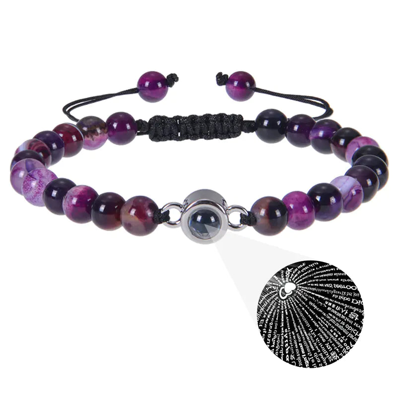 "Custom Photo Projection Bracelet in 100 Languages"