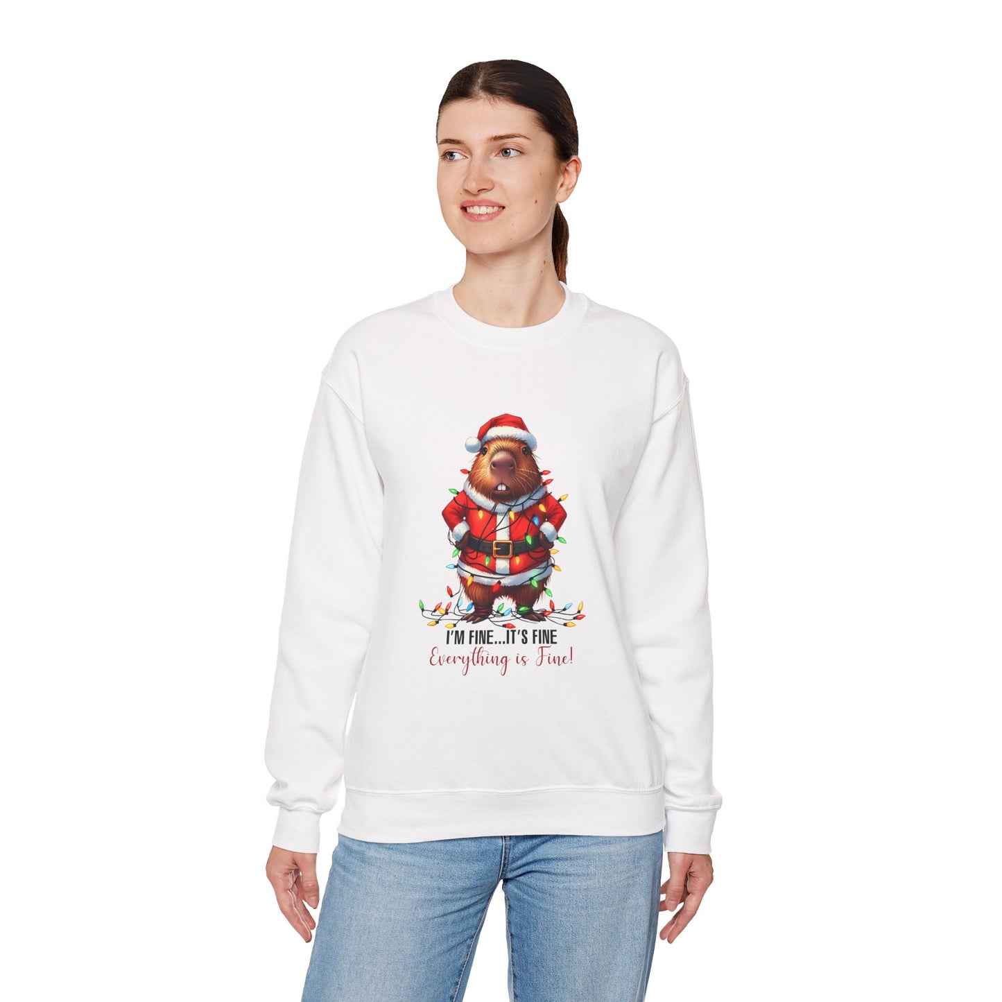 🐹 It’s Fine, I’m Fine, Everything’s Fine — Capybara Christmas Sweatshirt
