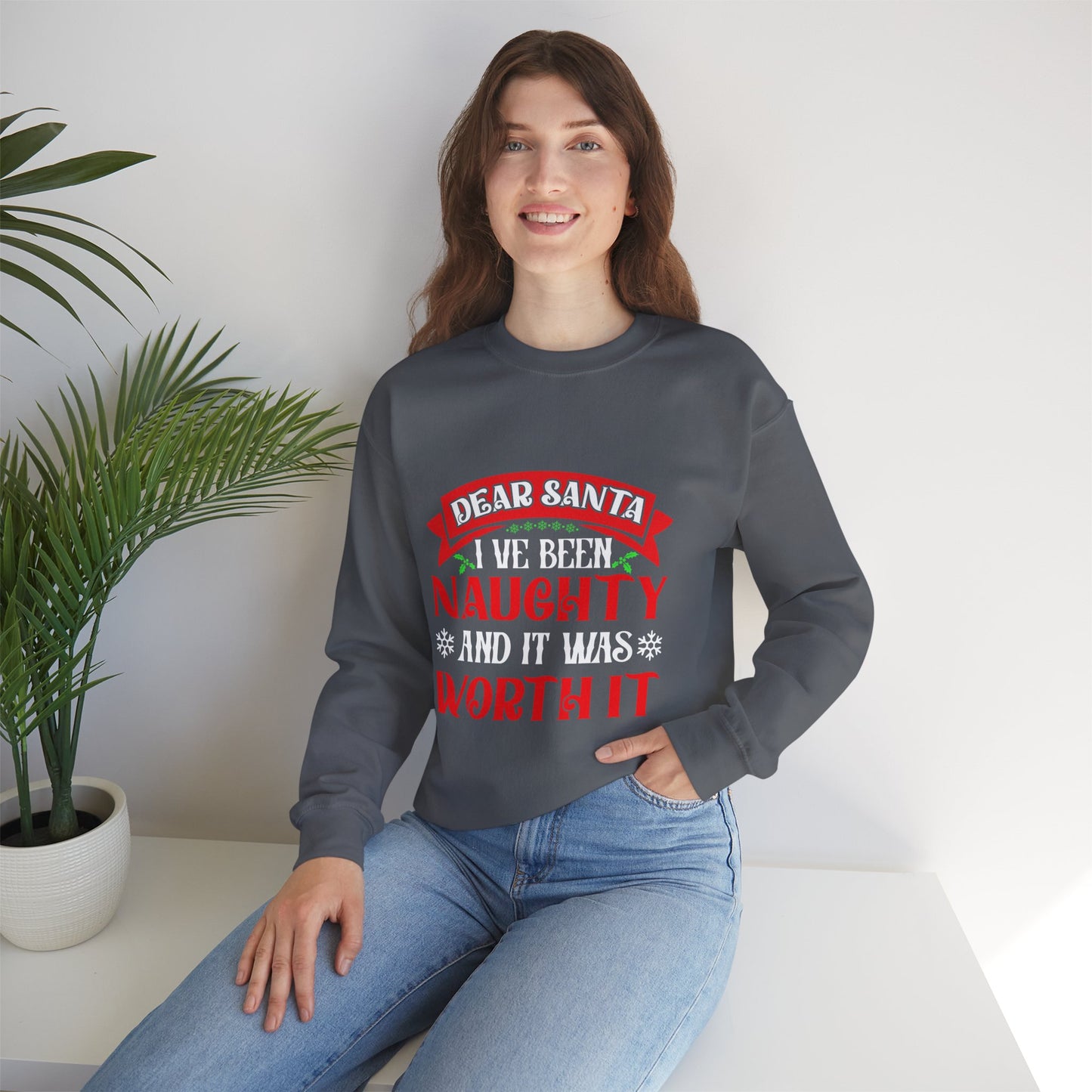 Dear Santa, I’ve Been Naughty — and It Was Worth It! | Unisex Heavy Blend Christmas Sweatshirt