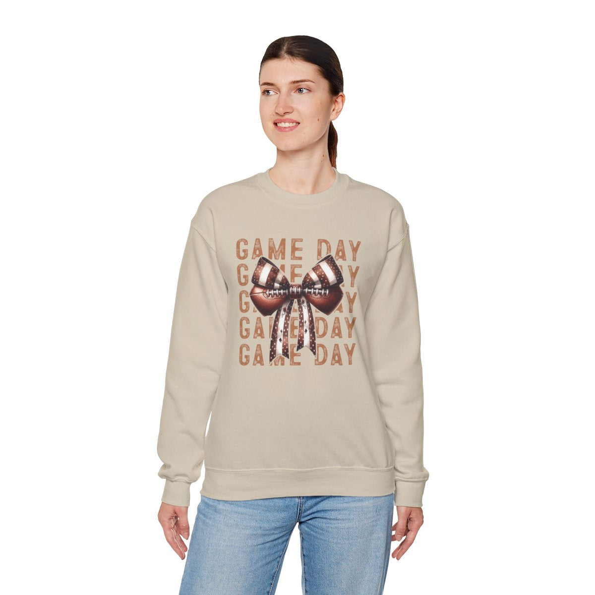 Game Day Sweatshirt – Cute Football Bow Crewneck for Women & Fans