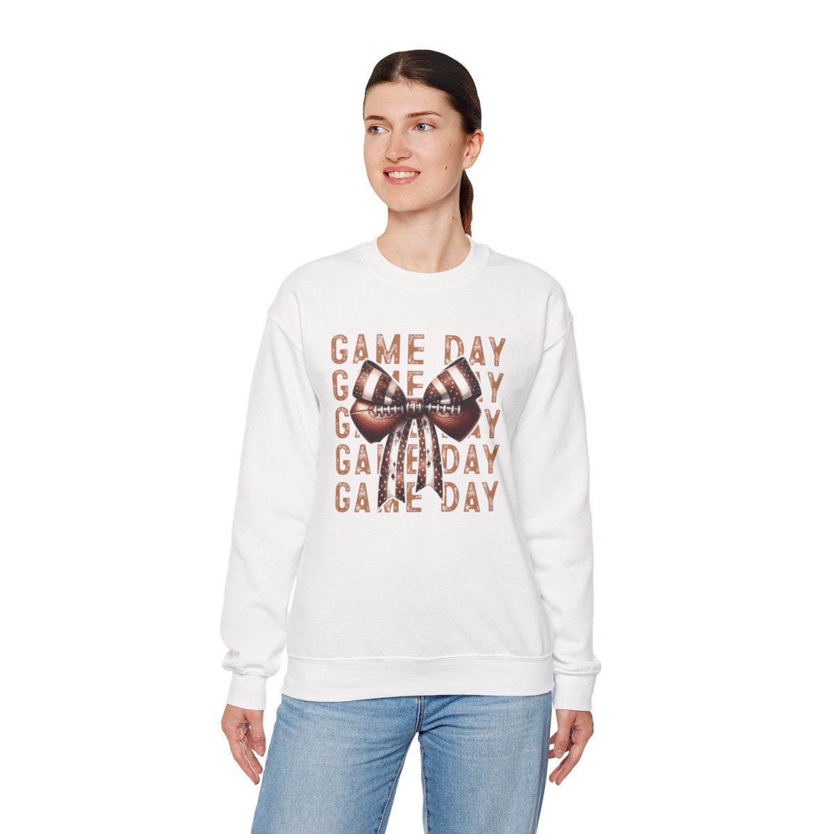 Game Day Sweatshirt – Cute Football Bow Crewneck for Women & Fans