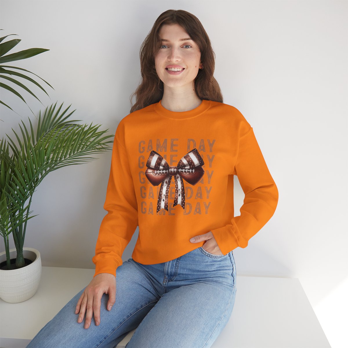 Game Day Sweatshirt – Cute Football Bow Crewneck for Women & Fans