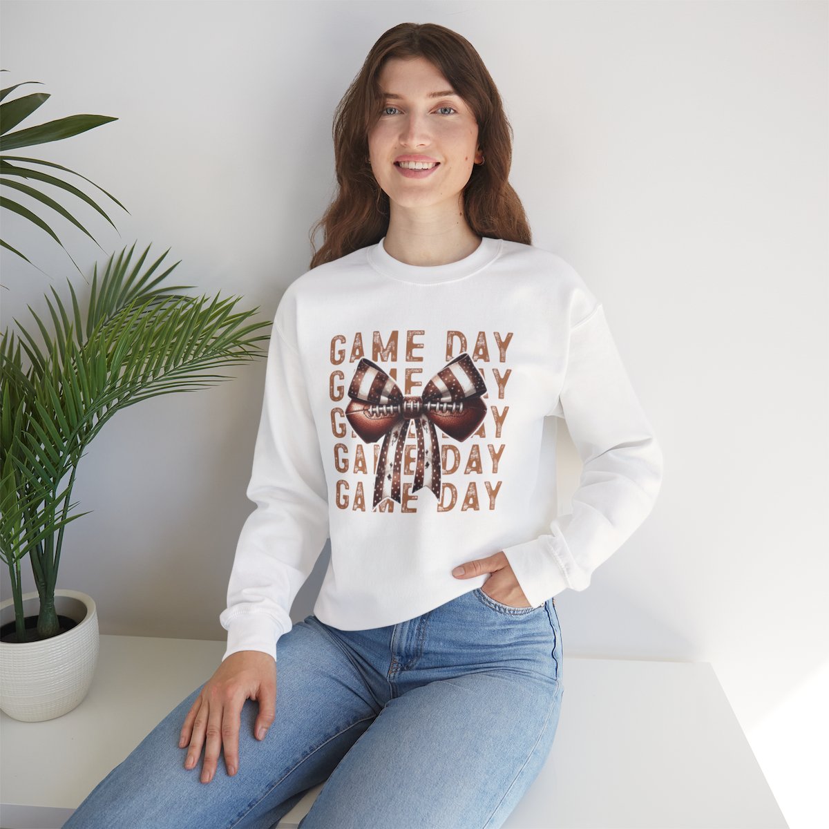 Game Day Sweatshirt – Cute Football Bow Crewneck for Women & Fans