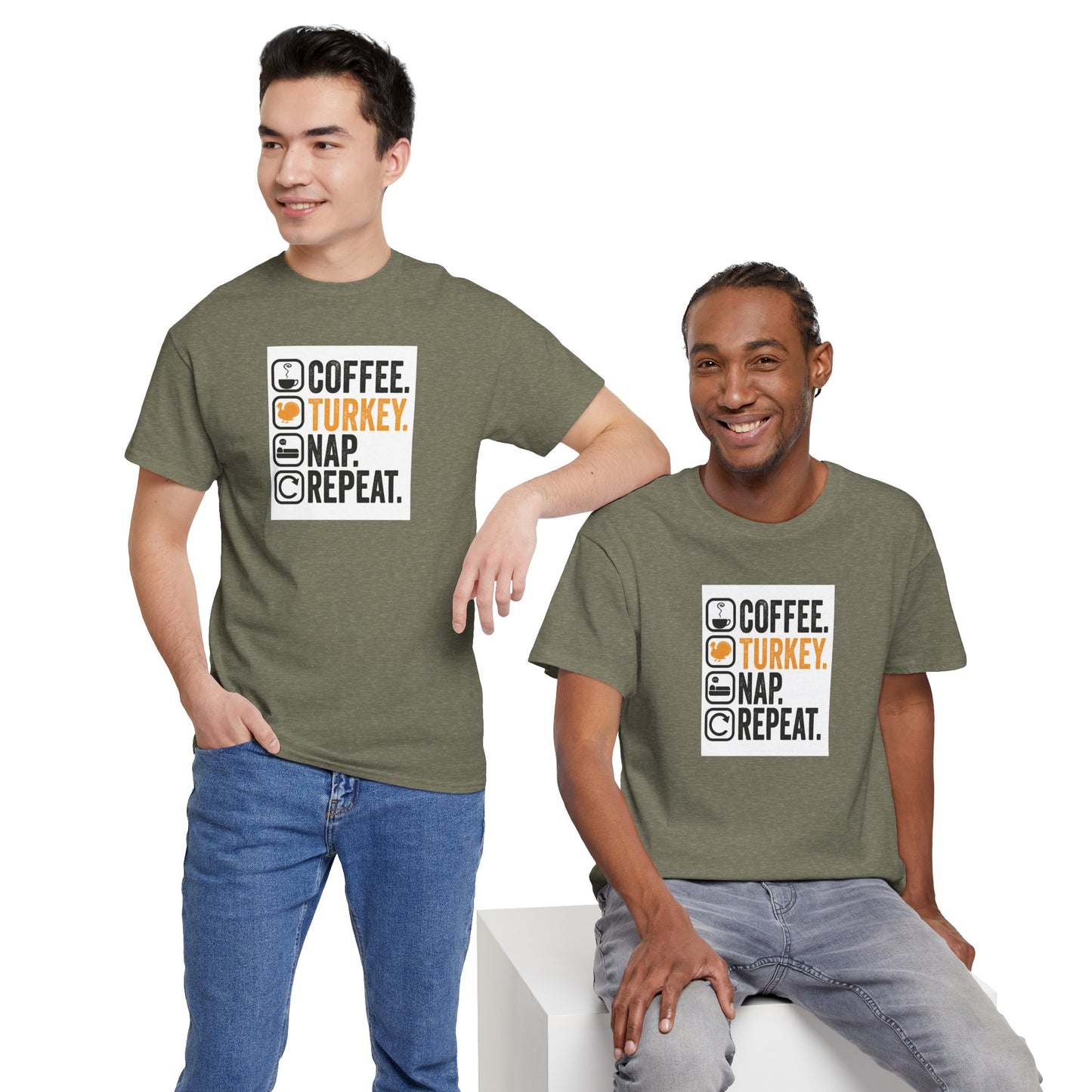 Coffee. Turkey. Nap. Repeat. | Funny Thanksgiving Unisex T-Shirt