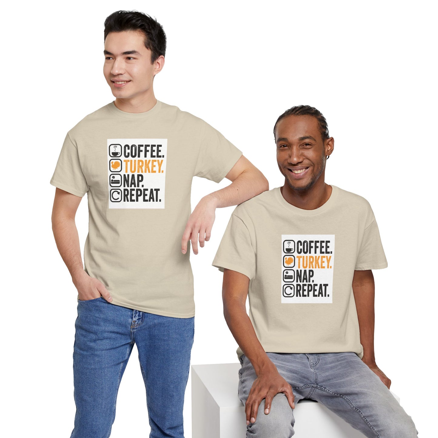 Coffee. Turkey. Nap. Repeat. | Funny Thanksgiving Unisex T-Shirt