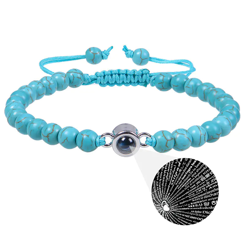 "Custom Photo Projection Bracelet in 100 Languages"