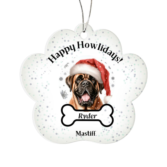 Personalized Acrylic Paw Print Ornament – Custom Dog Breed & Name Keepsake (Mastiff - Pomeranian)