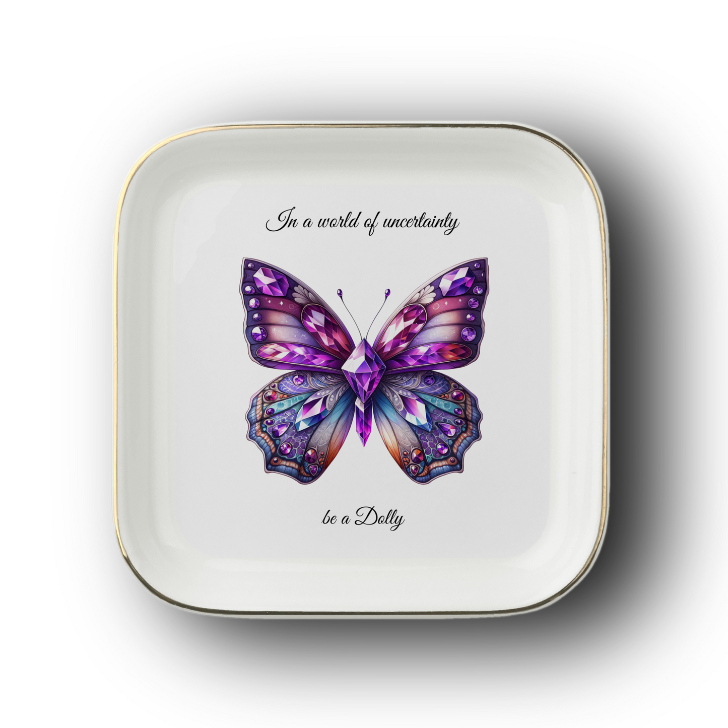 "Be a Dolly" Memorial Ring Dish – Custom Butterfly Trinket Tray