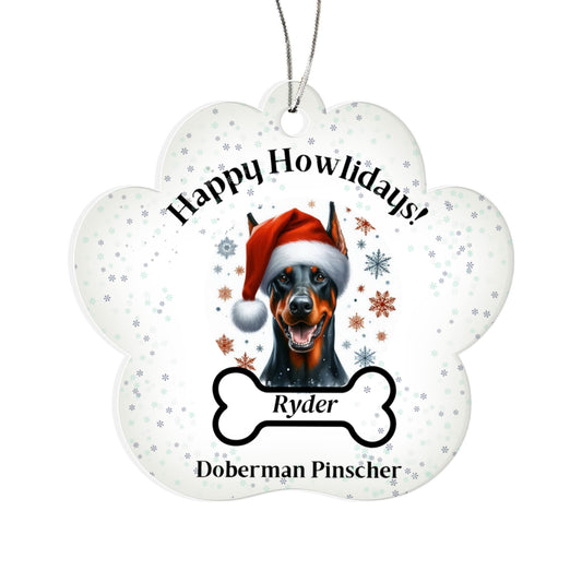 Personalized Acrylic Paw Print Ornament – Custom Dog Breed & Name Keepsake (Doberman - Greater Swiss Mountain)