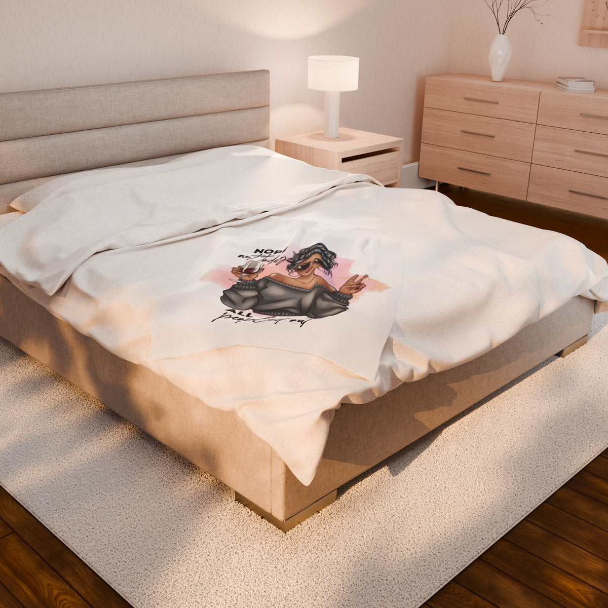 Nope, Not Today Plush Velveteen Blanket