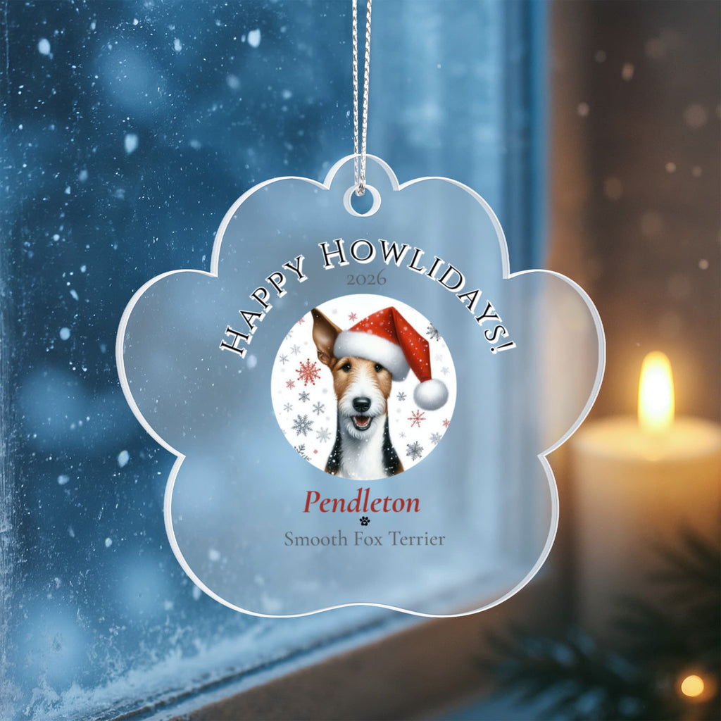 Personalized Acrylic Paw Print Ornament – Custom Dog Breed & Name Keepsake (Smooth Fox Terrier - Yorkshire Terrier)