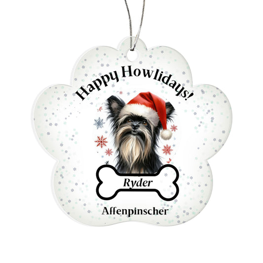 Personalized Acrylic Paw Print Ornament – Custom Dog Breed & Name Keepsake (Affenpinscher - Bearded Collie)