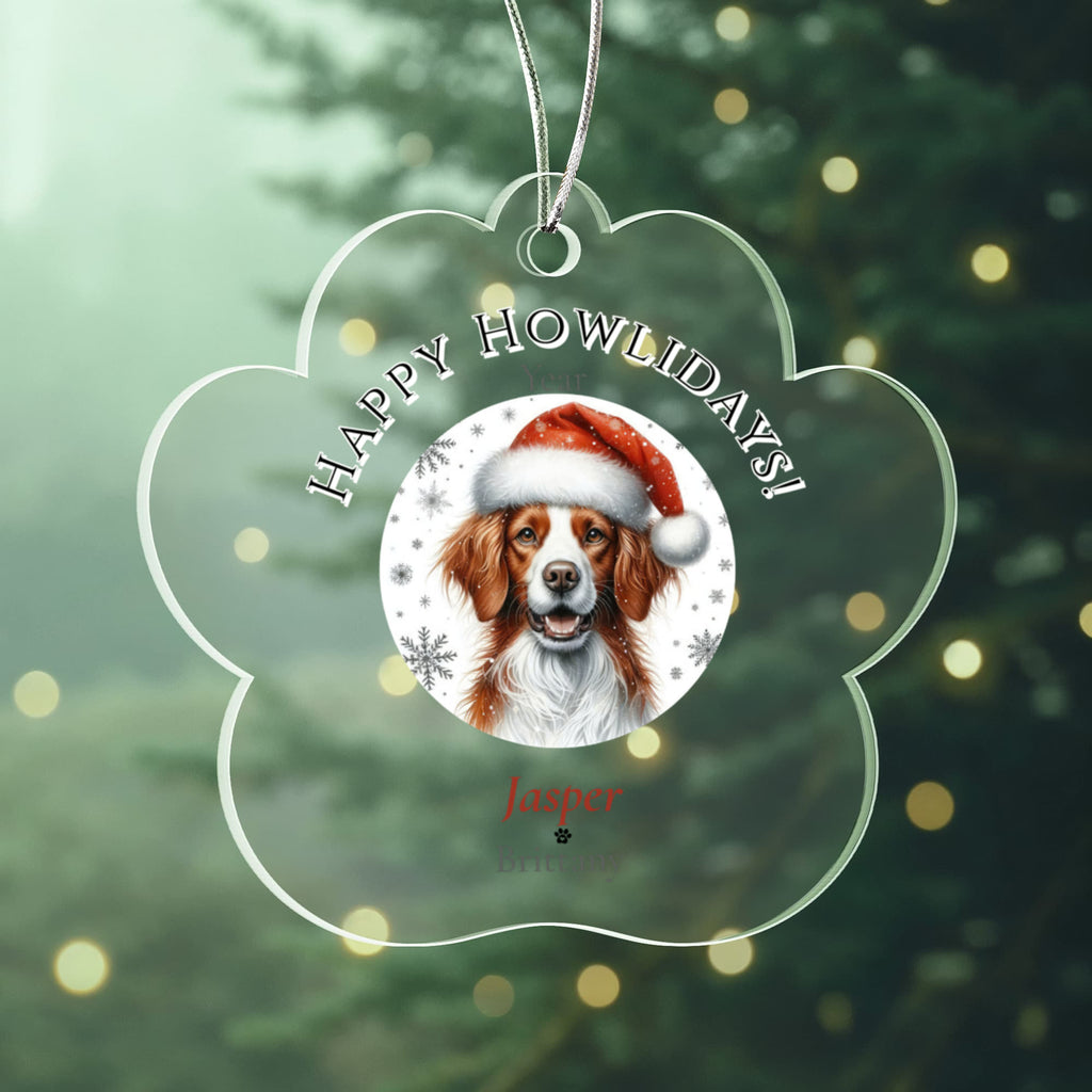 Personalized Acrylic Paw Print Ornament – Custom Dog Breed & Name Keepsake (Brittany - Dandie Dinmont Terrier)