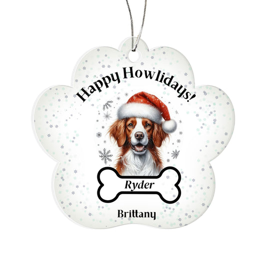 Personalized Acrylic Paw Print Ornament – Custom Dog Breed & Name Keepsake (Brittany - Dandie Dinmont Terrier)