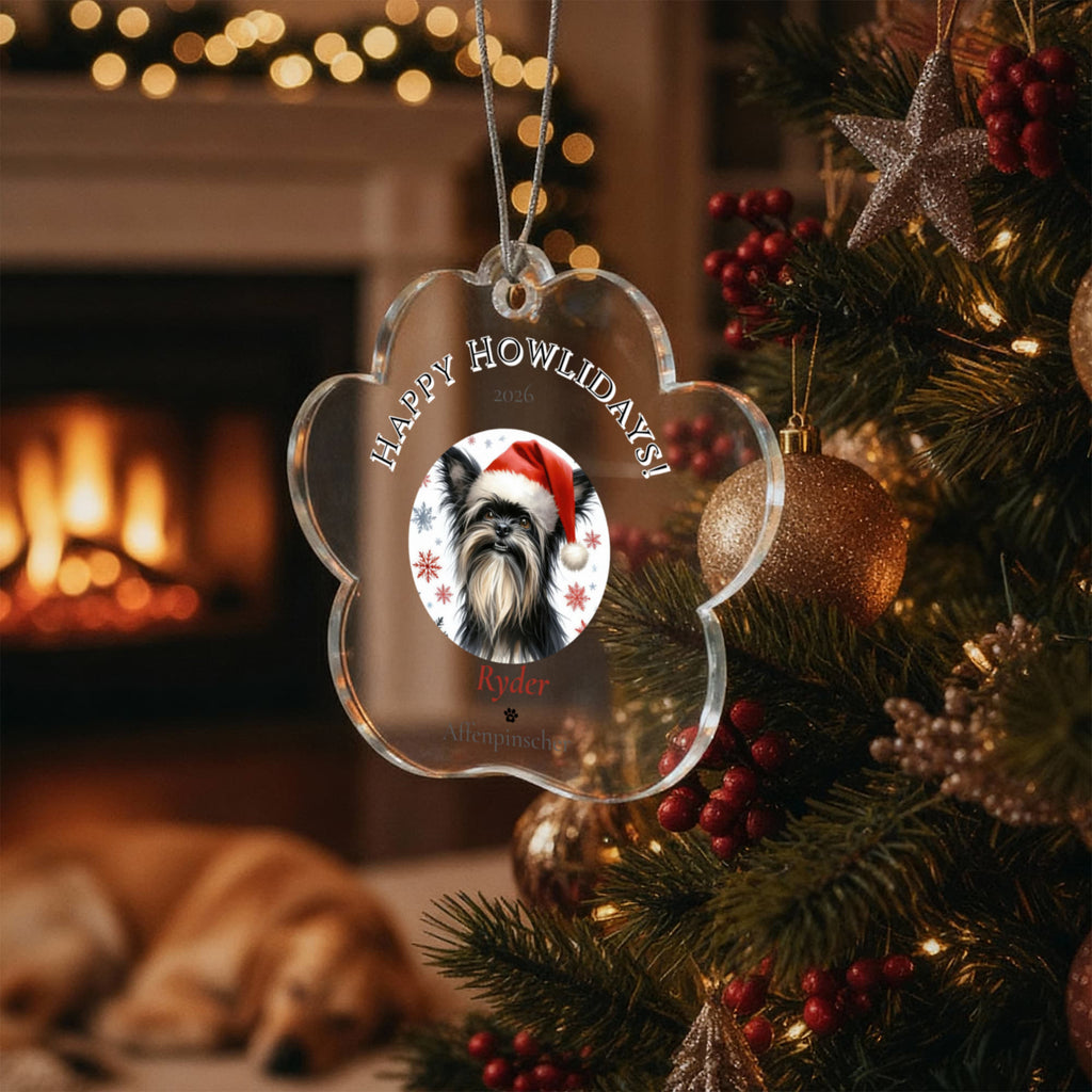 Personalized Acrylic Paw Print Ornament – Custom Dog Breed & Name Keepsake (Affenpinscher - Bearded Collie)