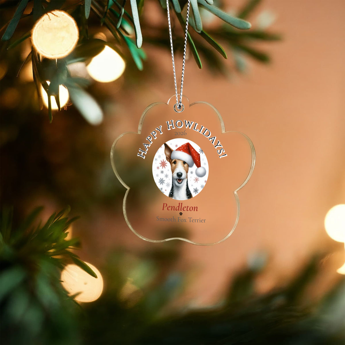 Personalized Acrylic Paw Print Ornament – Custom Dog Breed & Name Keepsake (Smooth Fox Terrier - Yorkshire Terrier)