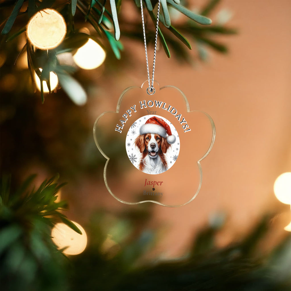 Personalized Acrylic Paw Print Ornament – Custom Dog Breed & Name Keepsake (Brittany - Dandie Dinmont Terrier)