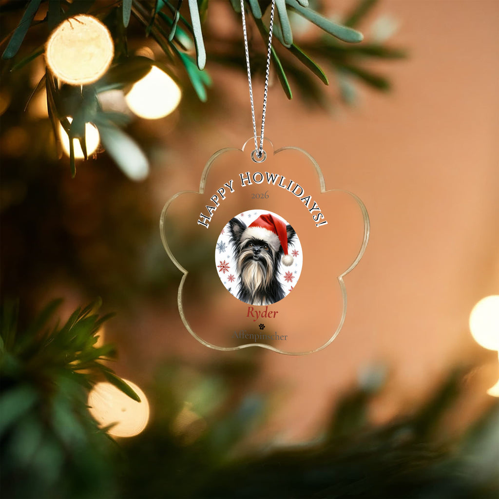 Personalized Acrylic Paw Print Ornament – Custom Dog Breed & Name Keepsake (Affenpinscher - Bearded Collie)