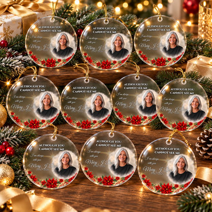 Memorial Acrylic Ornament – Custom Tribute Keepsake | Clear, Lightweight, Glossy with Gold Ribbon