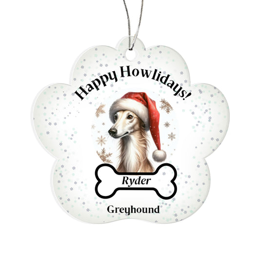 Personalized Acrylic Paw Print Ornament – Custom Dog Breed & Name Keepsake (Greyhound - Manchester Terrier)