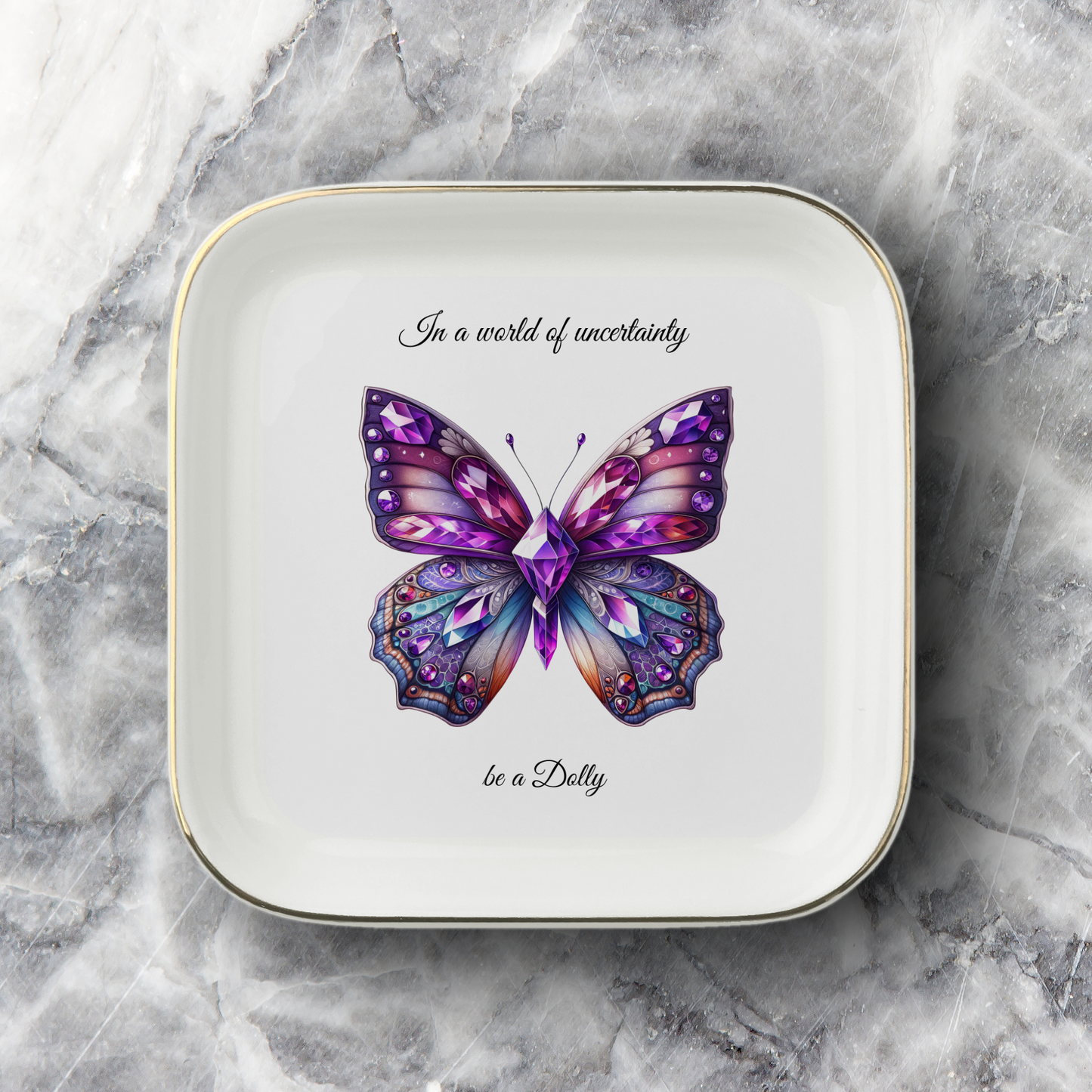 "Be a Dolly" Memorial Ring Dish – Custom Butterfly Trinket Tray