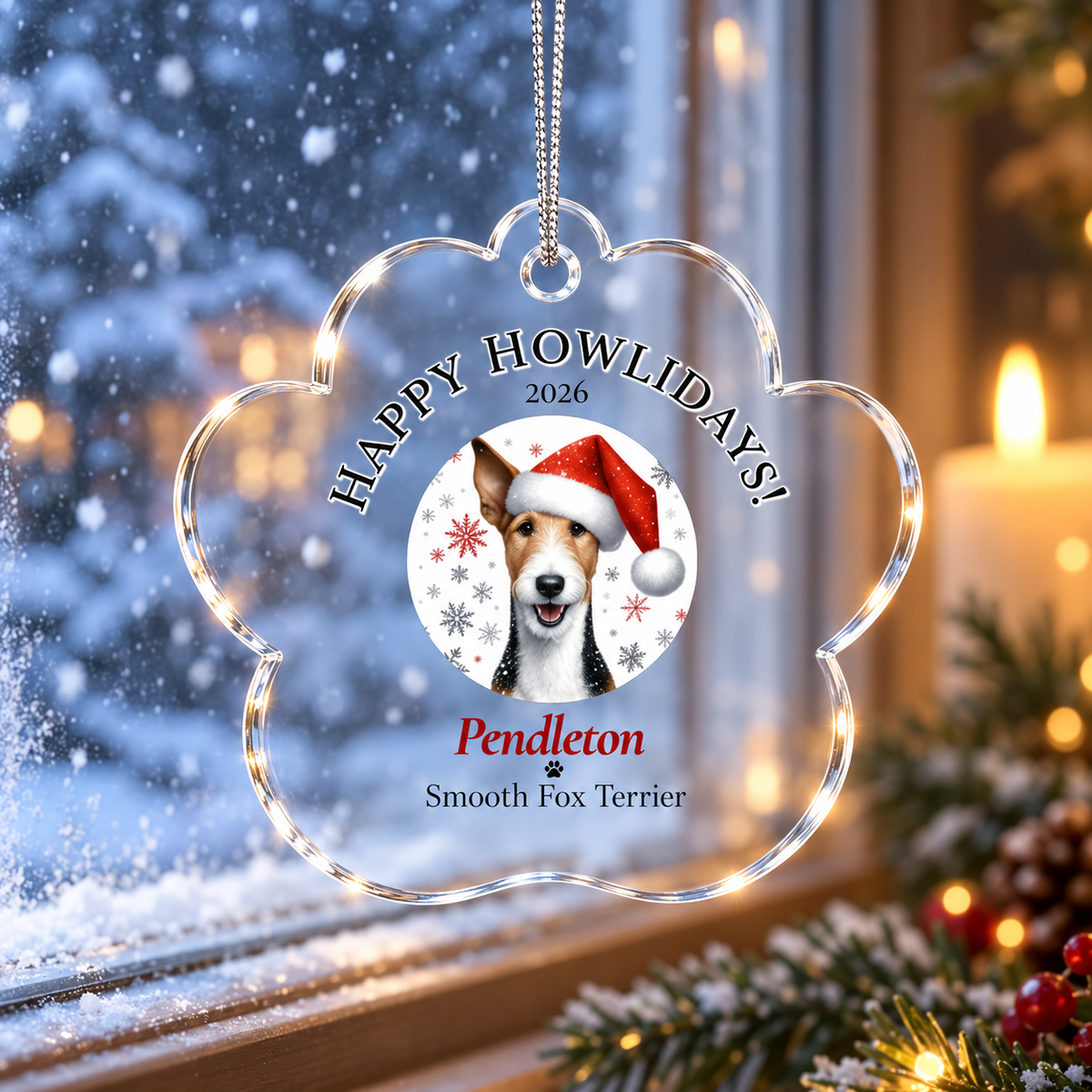 Personalized Acrylic Paw Print Ornament – Custom Dog Breed & Name Keepsake (Smooth Fox Terrier - Yorkshire Terrier)