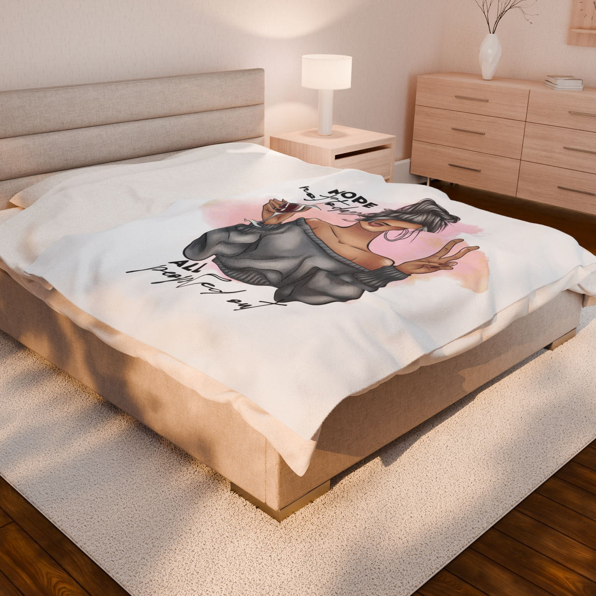 Nope, Not Today Plush Velveteen Blanket