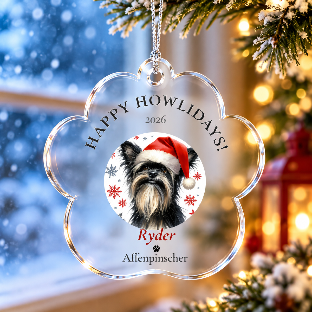 Personalized Acrylic Paw Print Ornament – Custom Dog Breed & Name Keepsake (Affenpinscher - Bearded Collie)
