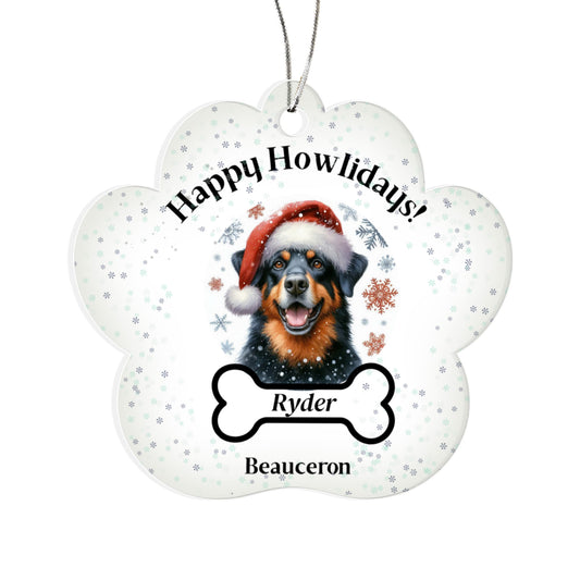 Personalized Acrylic Paw Print Ornament – Custom Dog Breed & Name Keepsake (Beauceron - Briard)