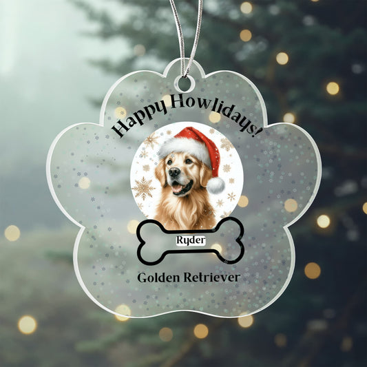 Personalized Acrylic Paw Print Ornament – Custom Dog Breed & Name Keepsake