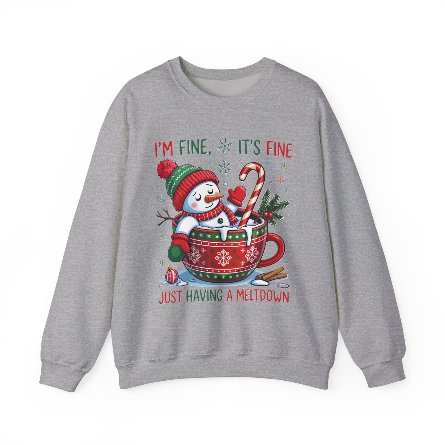 Snowman Hot Cocoa “Just Having a Meltdown” Funny Winter Sweatshirt