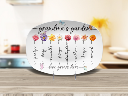 Grandma’s Garden Personalized Platter – Custom Birth Month Flower Design