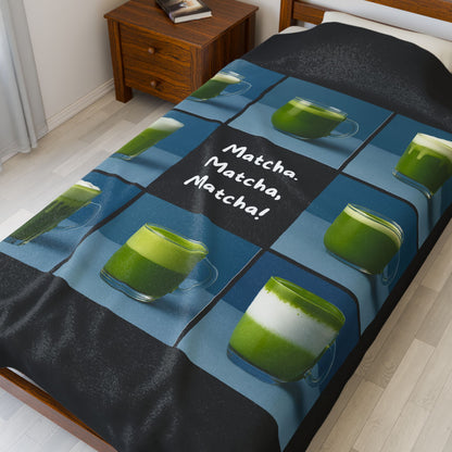Matcha, Matcha, Matcha! Velveteen Plush Blanket