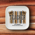 Personalized Leopard Varsity TEACHER Gift | Gold-Trim Ceramic Jewelry Dish