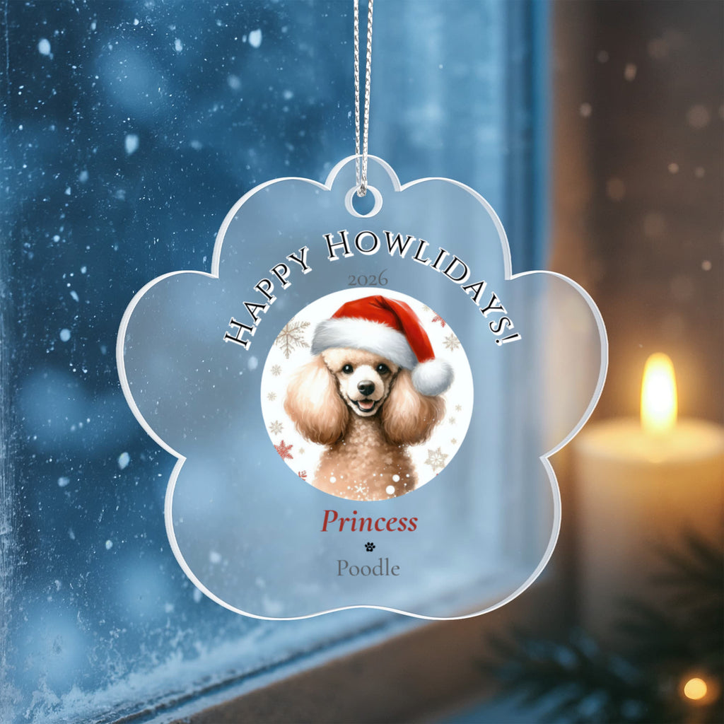 Personalized Acrylic Paw Print Ornament – Custom Dog Breed & Name Keepsake (Poodle - Sloughi)