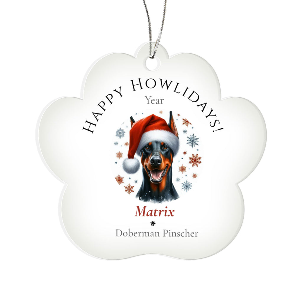 Personalized Acrylic Paw Print Ornament – Custom Dog Breed & Name Keepsake (Doberman - Greater Swiss Mountain)