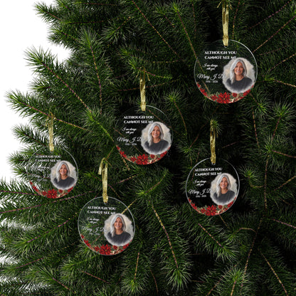 Memorial Acrylic Ornament – Custom Tribute Keepsake | Clear, Lightweight, Glossy with Gold Ribbon