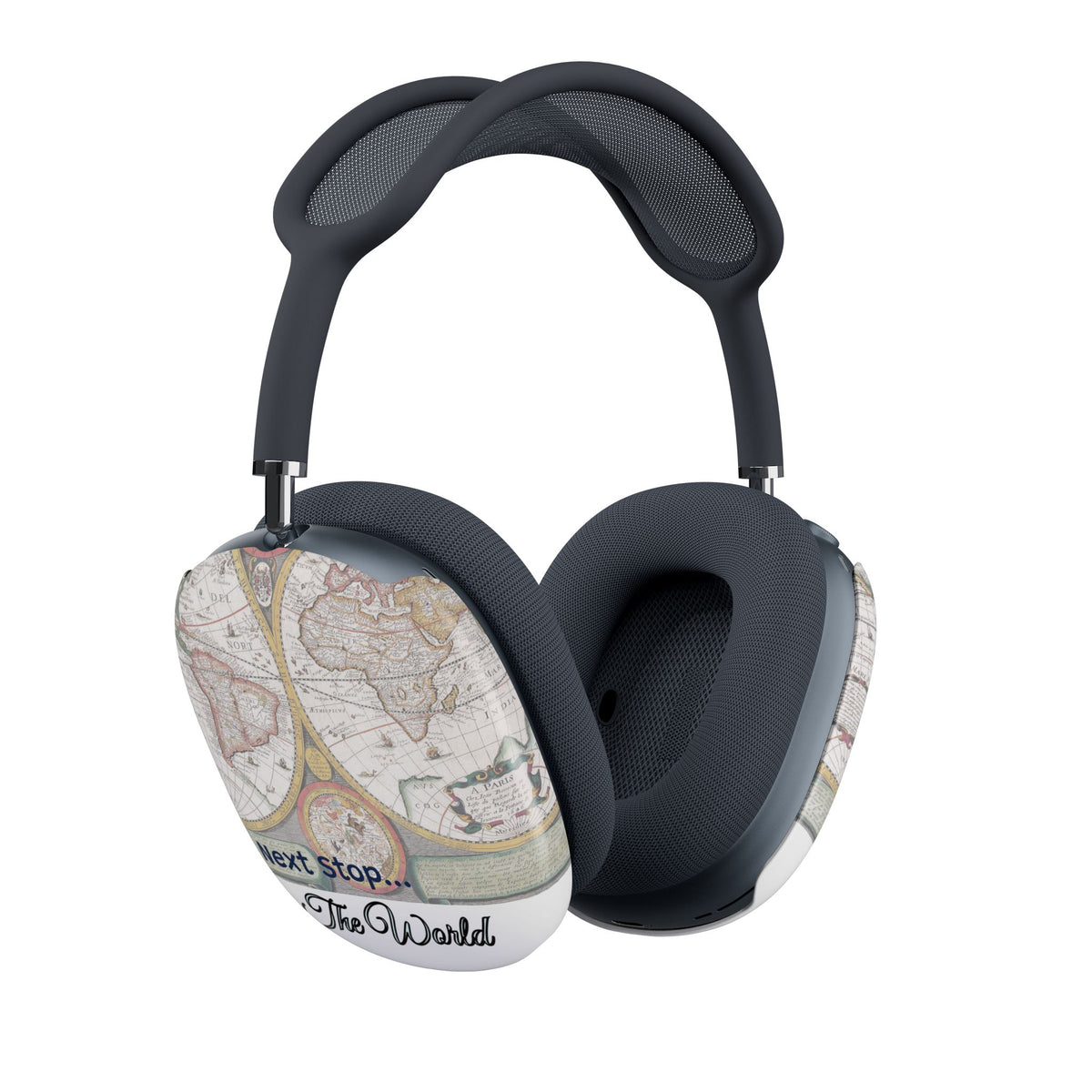 AirPods Max Covers – World Map “Next Stop: Anywhere” Travel Design