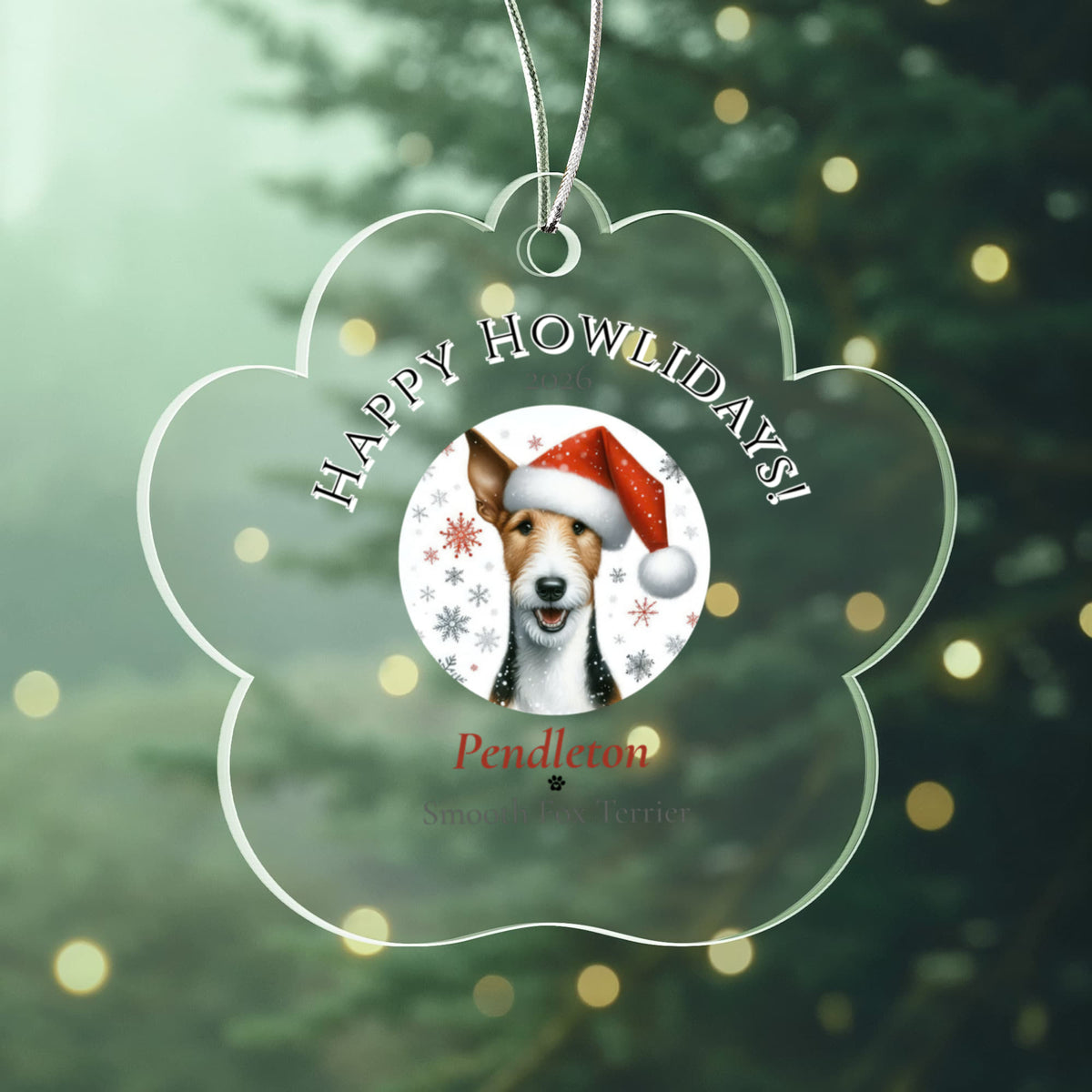 Personalized Acrylic Paw Print Ornament – Custom Dog Breed & Name Keepsake (Smooth Fox Terrier - Yorkshire Terrier)