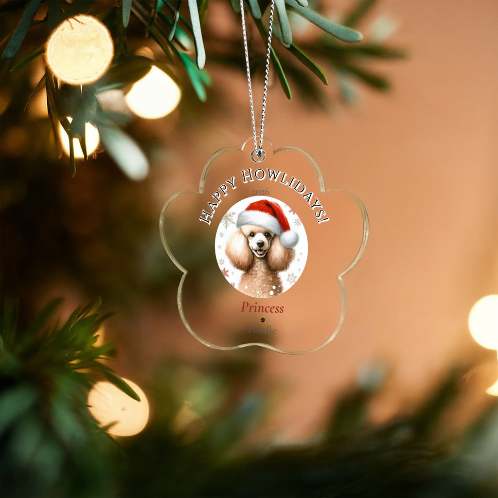 Personalized Acrylic Paw Print Ornament – Custom Dog Breed & Name Keepsake (Poodle - Sloughi)